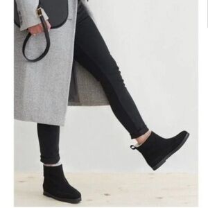 Jenni Kayne Shearling Moc Suede Black Boot size 36 / size 6
